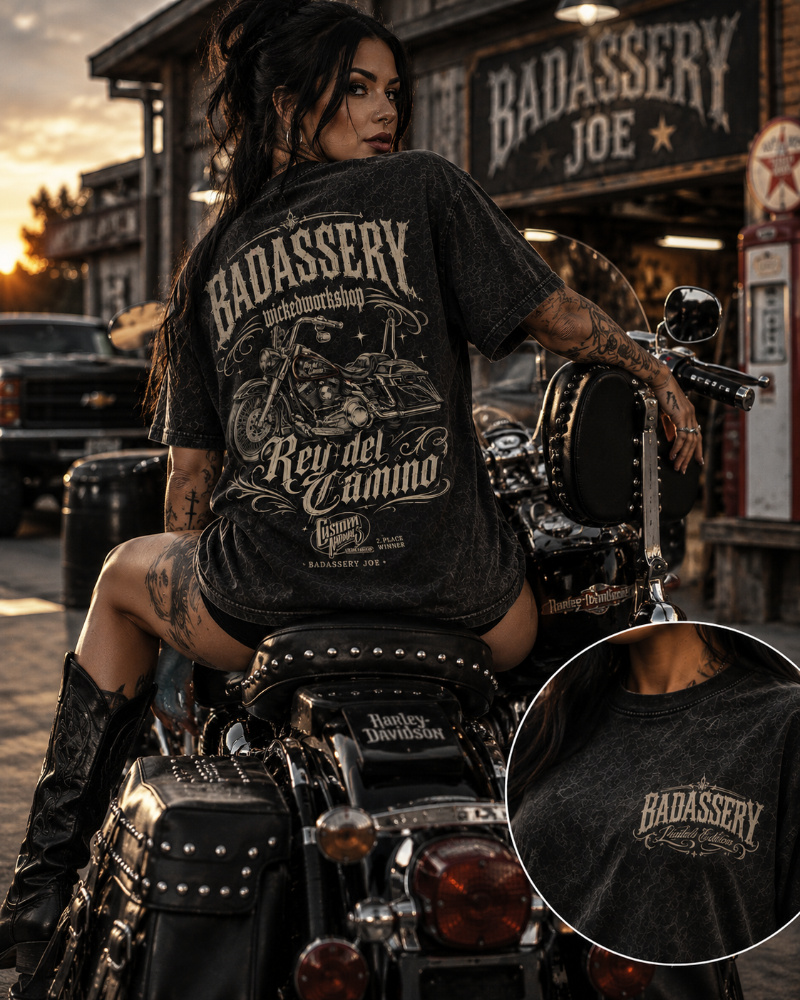 Badassery Oversized Chicano Tee Acid Washed Unisex