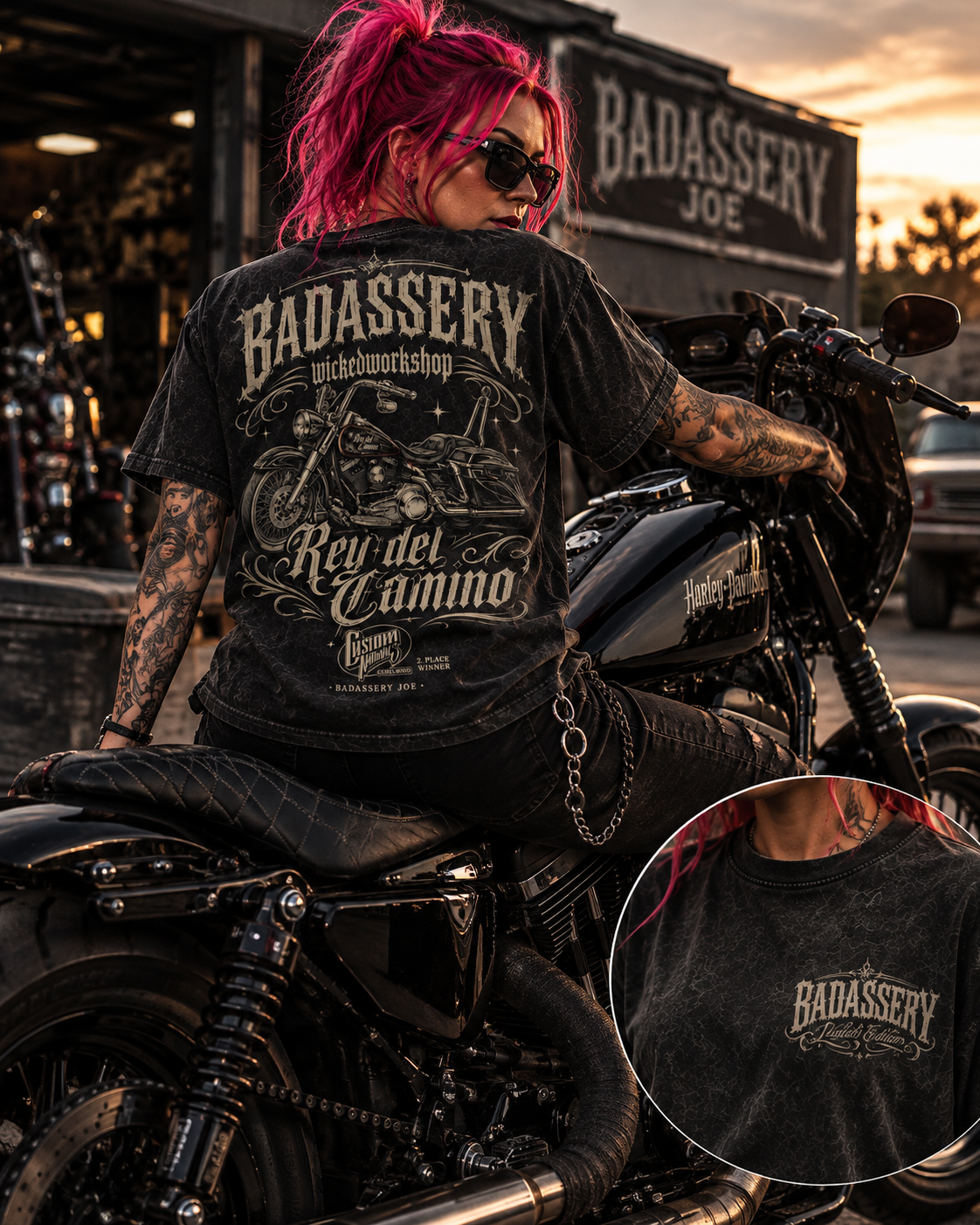 Badassery Oversized Chicano Tee Acid Washed Unisex