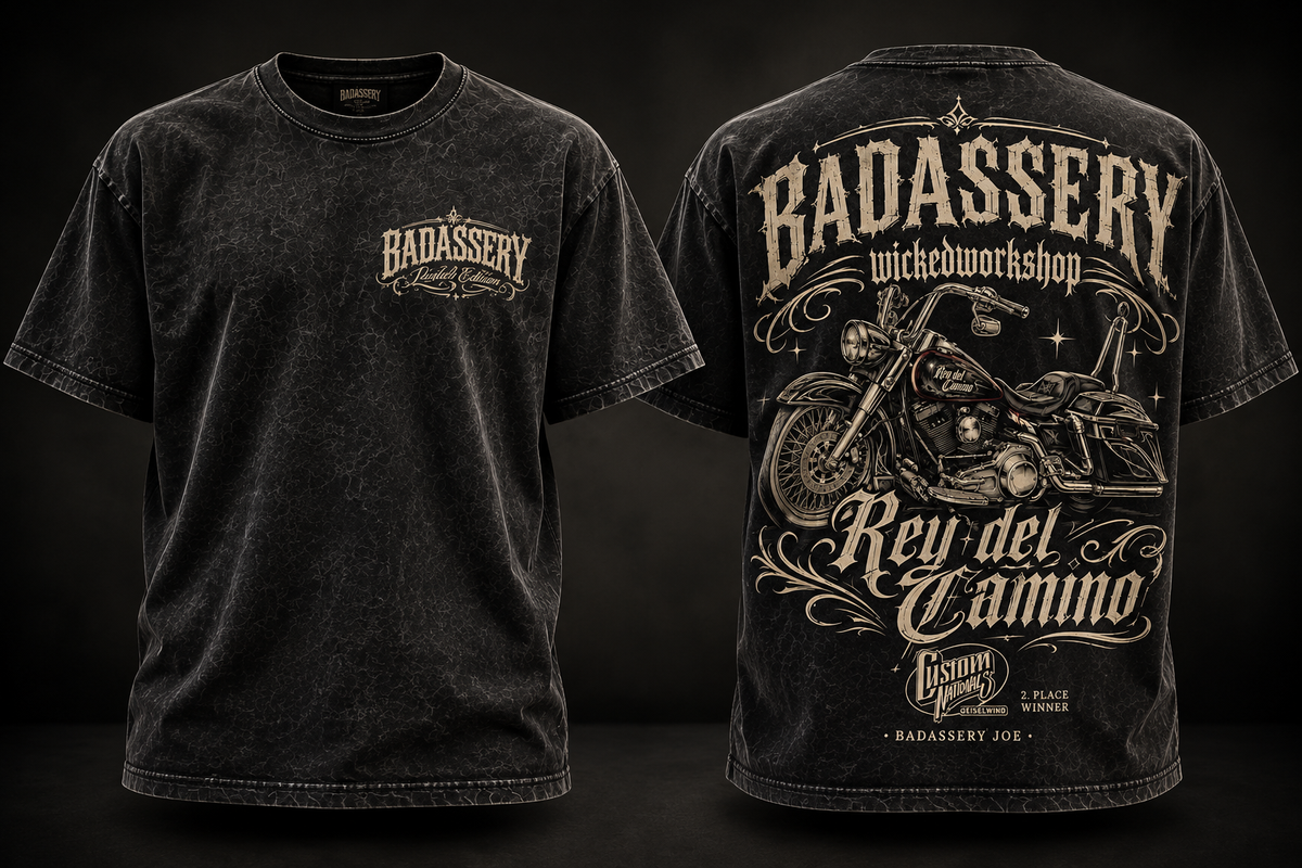 Badassery Oversized Chicano Tee Acid Washed Unisex