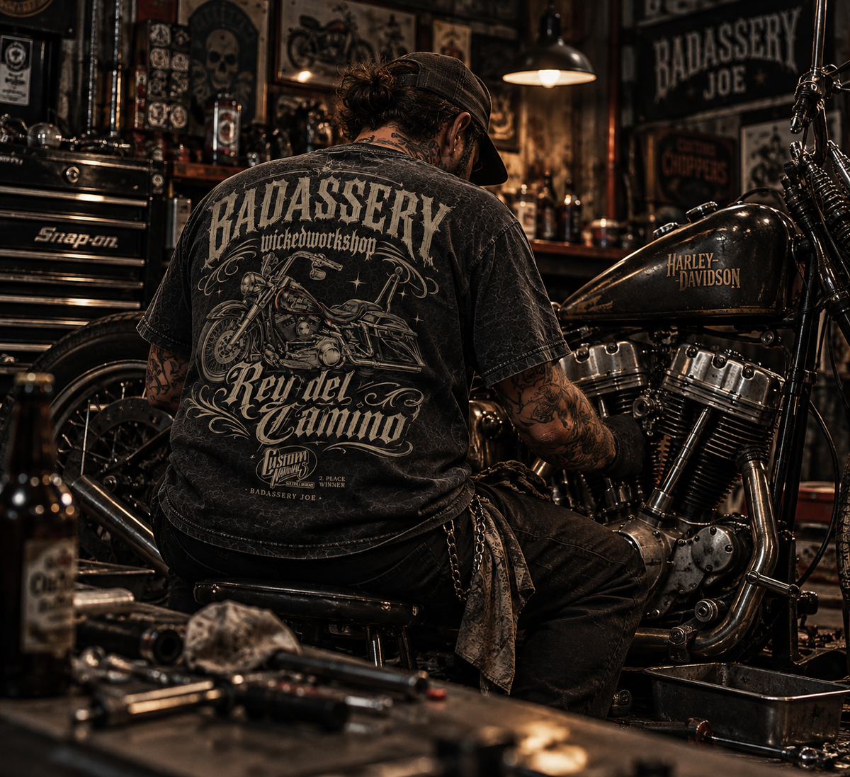 Badassery Oversized Chicano Tee Acid Washed Unisex