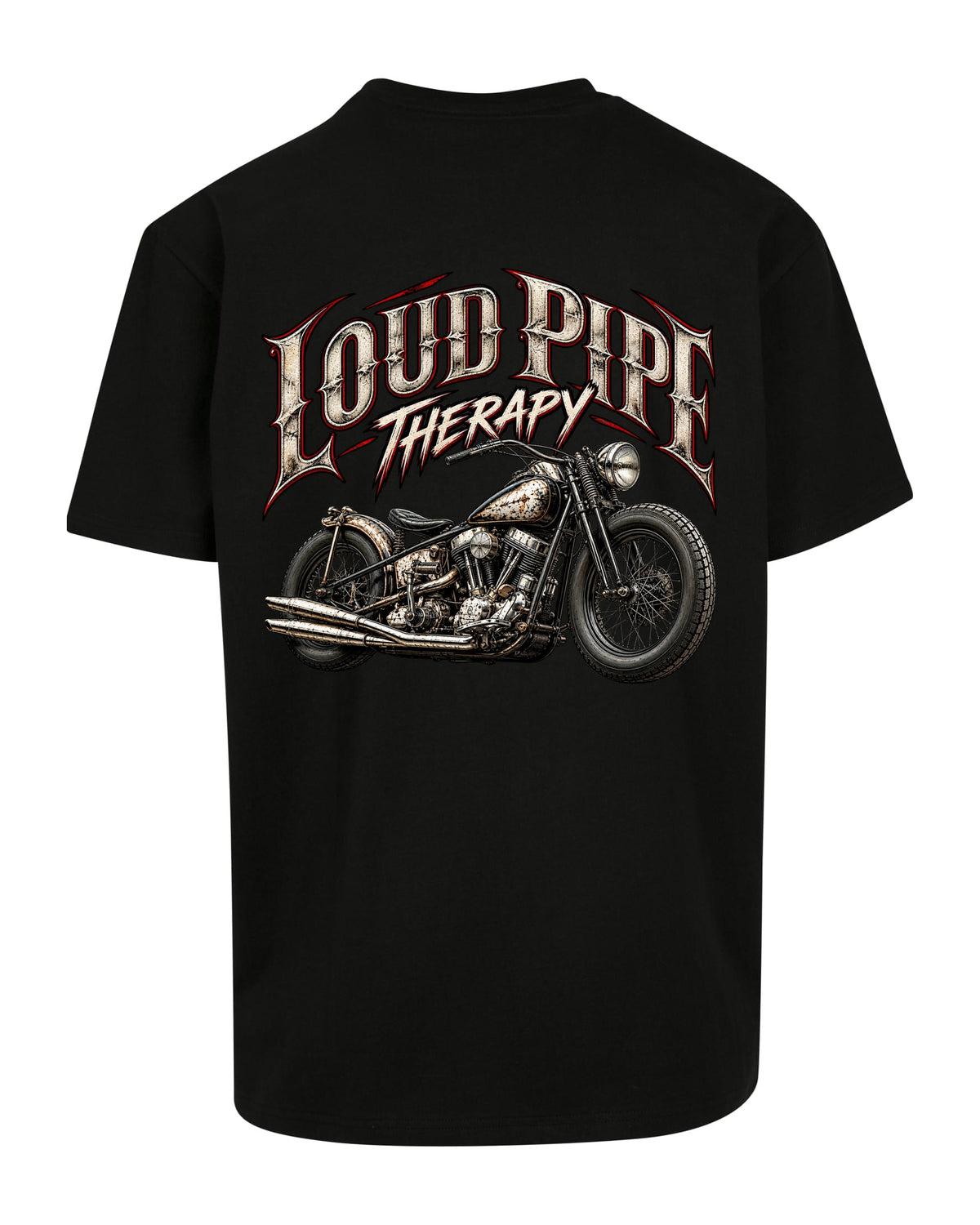 Loud Pipe Therapy Heavy Tee – black (Rücken)