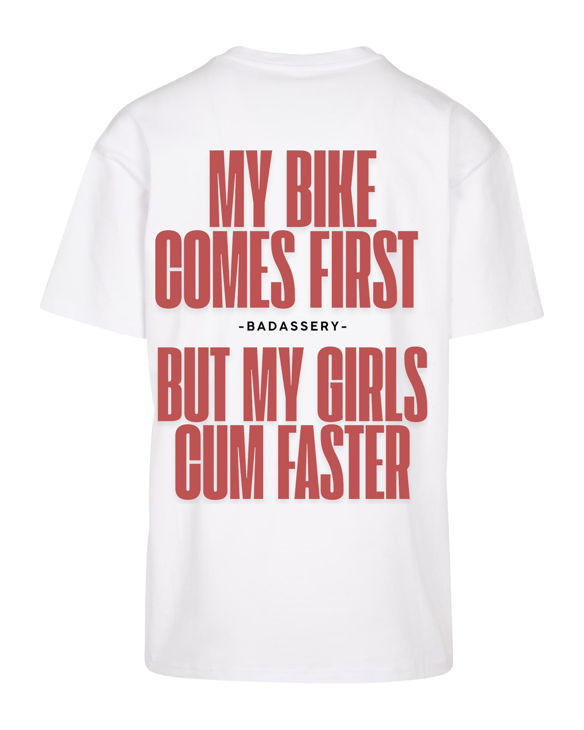 Girls Cum Faster Biker Heavy Tee – white (Rücken)
